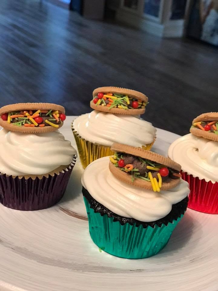 Cupcakes decorated to look like tacos